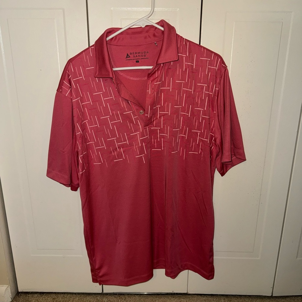 Bermuda Sands Red/Coral Geometric Men's Polo Shirt Golf
